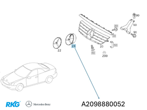Stern-Aufnahme Kühlergrill. C-Klasse 203, CLK 209. *A2098880052* Original MB-1 1