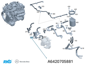 Kraftstoffschlauch, Filter zur HD-Pumpe. OM642 *A6420705881*-1 1
