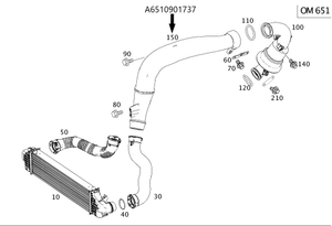Ladeluftrohr CLA, GLA, B-Klasse, A-Klasse 176 (OM 651) A6510901737-4 4