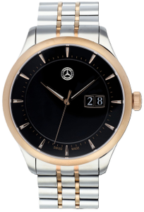 Original Mercedes-Benz Armbanduhr Herren Classic Elegance schwarz silber rosé-4 1