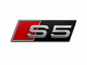 Original Audi S5 Schriftzug Kühlergrill Emblem Chrom Rot Schwarz-1 1