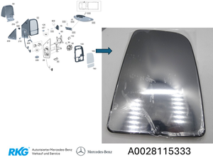 Spiegelglas rechts. Sprinter W906, W907 *A0028115333* Original Mercedes-Benz-1 1