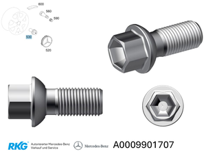 Radschraubensatz Reserverad (5 Stck.) *A0009901707* M14x1,5x30,7-4 1