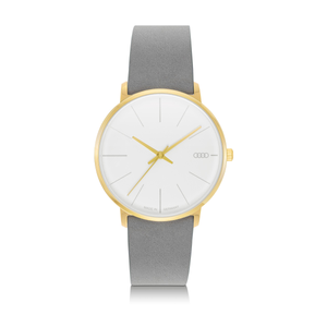 Audi Ringe Damenuhr mit Nubuklederarmband, Hellgold/Weiß/Grau-1 1