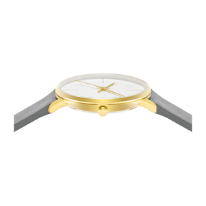 Audi Ringe Damenuhr mit Nubuklederarmband, Hellgold/Weiß/Grau-3 3