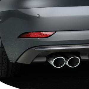 Sport-Endrohrblenden schwarz verchromt, für Fahrzeuge mit Doppelendrohr links 1