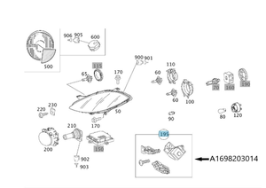 Original Mercedes-Benz Reparatursatz Scheinwerfer rechts. A-Klasse W169 1