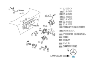 Original Mercedes-Benz Stern Kofferraum-Deckel R129, ML W163, C-Klasse 202 2