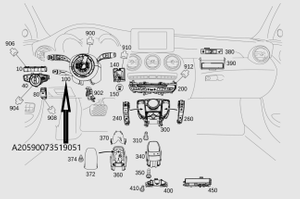 Original Mercedes-Benz Mantelrohrschaltermodul. C-Klasse W205, GLC W253 1