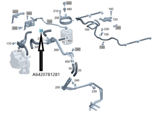 Original Mercedes-Benz Kraftstoffschlauch-Vorlauf, von Trennstelle zum Filter. OM642 5