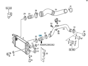 Original Mercedes-Benz Ladeluftschlauch Ausgang-Ladeluftkühler. Vario 5