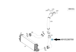 Original Mercedes-Benz Ladeluftschlauch links. Sprinter W910 6