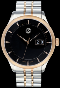 Original Mercedes-Benz Armbanduhr Herren Classic Elegance schwarz silber rosé 1