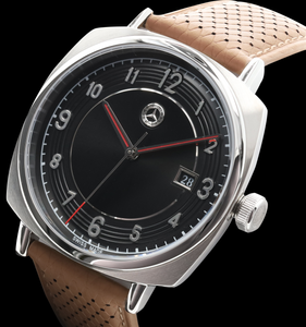 Original Mercedes-Benz Armbanduhr silber schwarz cognacbraun, Edelstahl - 3