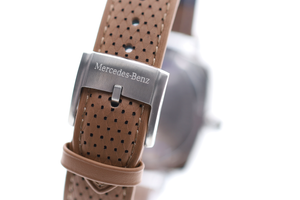 Original Mercedes-Benz Armbanduhr silber schwarz cognacbraun, Edelstahl - 4