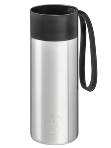 Silber to Go Becher mit schwarzem Deckel 1