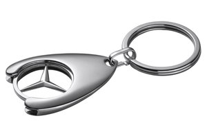 Original Mercedes-Benz Schlüsselanhänger Einkaufswagen Chip silberfarben OVP 1