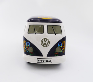 Original VW Bulli T1 Spardose Flower Power, blau 3