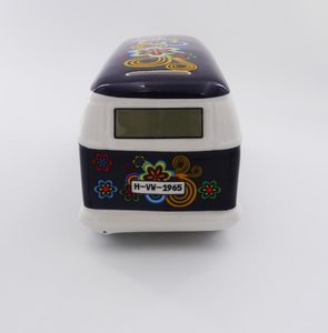 Original VW Bulli T1 Spardose Flower Power, blau 5