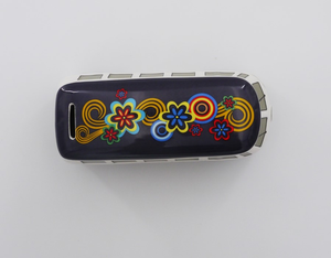Original VW Bulli T1 Spardose Flower Power, blau 6