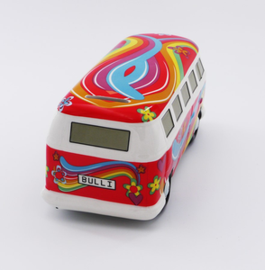 Original VW Bulli T1 Spardose Flower Power, rot 2