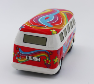 Original VW Bulli T1 Spardose Flower Power, rot 3