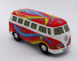 Original VW Bulli T1 Spardose Flower Power, rot 6