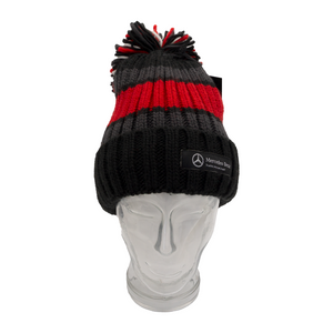 Mercedes Benz Truck gestreifte Mütze mit Bommel Beanie Unisex Winter Logo 1