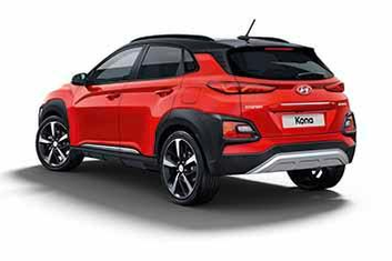 rot-schwarzer Hyundai Kona mit Anfahschutz