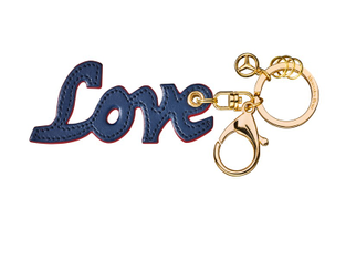 Mercedes-Benz Schlüsselanhänger "Love", echtes Leder, blau