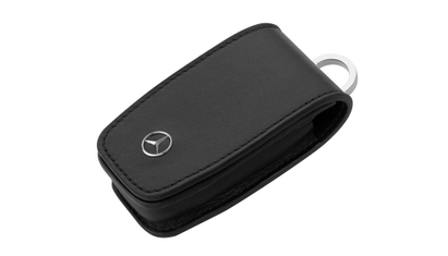 Schlüsselanhänger schwarz, Rindleder mit Mercedes-Benz Logo