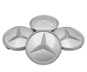4 Radnabendeckel silber mit Mercedes Stern