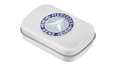 Weiße Bonbondose mit Mercedes Logo