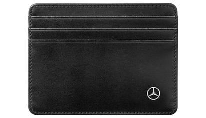Schwarze Kartenetui mit Mercedes Stern unten rechts, geschlossen