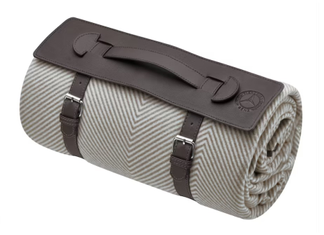 Picknickdecke, Fischgrat braun / elfenbein, Polyester, FRAAS