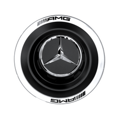 Schwarzer Nabendeckel mit Mercedes-Benz und AMG Logo