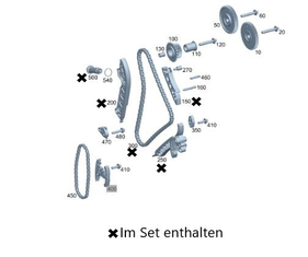 Original Mercedes-Benz Steuerketten-Rep-Satz. OM654 (W118, W205, W213, W238, W253)