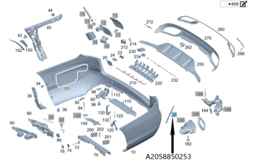 Original Mercedes-Benz Ziergitter Stossfänger AMG hinten links, C-Klasse-Kombi W205