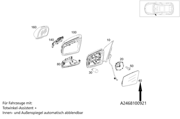 Original Mercedes-Benz Spiegelglas, Asphärisch gewölbt, links. CLA, GLA, A-Klasse, B-Klasse