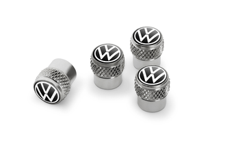 Volkswagen Ventilkappen – Silber, mit neuem VW Logo, passend für Gummi- und Messingventile-1