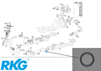 Dichtring Abgaswärmetauscher. ML, GL, GLE, SLS, C-Klasse, E-Klasse *A0149974945-3
