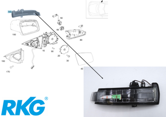 Blinker / Spiegelgehäuse rechts. CLA 117, GLA 156, A-Klasse 176. *A2129067301*-1
