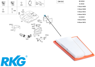 Original Mercedes-Benz Luftfiltereinsatz Rechts ML-GL-C-CLK-E-S-R-7