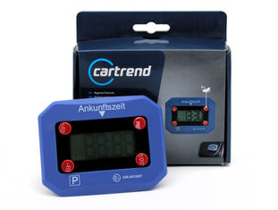 Digitale Parkuhr Cartrend mit E1-Typgenehmigung und Originalkarton, StVZO-zugelassen, inklusive Nacht-Park-Funktion