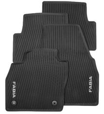 ŠKODA Allwetter-Fußmatten – Schwarz mit grauem FABIA Schriftzug-1