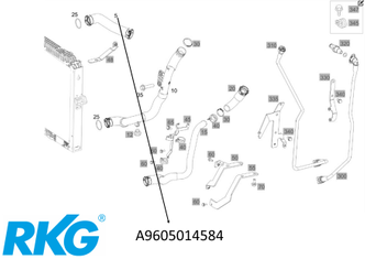 Kühlerschlauch Thermostat zum Stutzen. Actros, Arocs. *A9605014584*-1