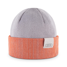 Audi Wende-Strickmütze, orange-hellbraun-1