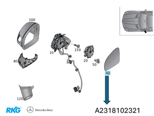 Spiegelglas rechts. SLK R172, SLS W197, SL W231.*A2318102321*-1