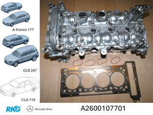 Original Mercedes-Benz Zylinderkopf mit Ventilen und Kopfdichtung. W118, W177, W247-7