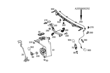 Original Mercedes-Benz Schlauchleitung mit Düsen, Scheibenwaschanlage. W205-2